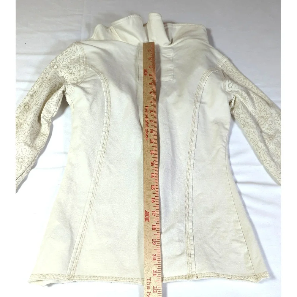 CIRQUE DU SOLEIL Jacket Women XS Front Zip Lg Sleeve Cream Boho Chic  Festival